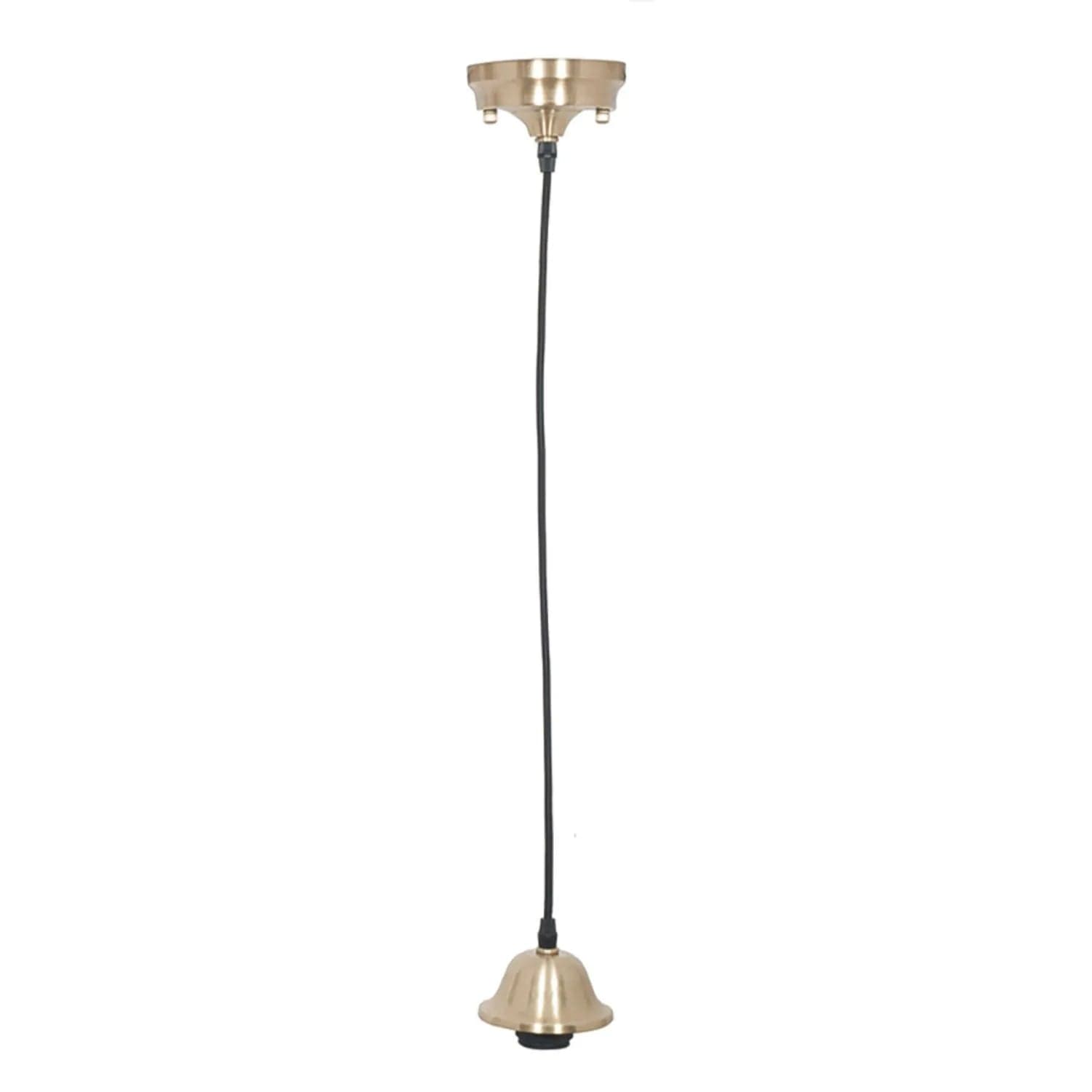 Champagne Gold Pendant Ceiling Light Fitting with Black Fabric Cable – E27 Dimmable Suspension Kit 75x8cm